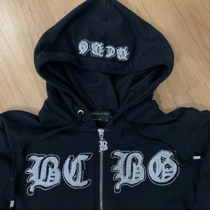 bcbg bling rhinestone zip up hoodie